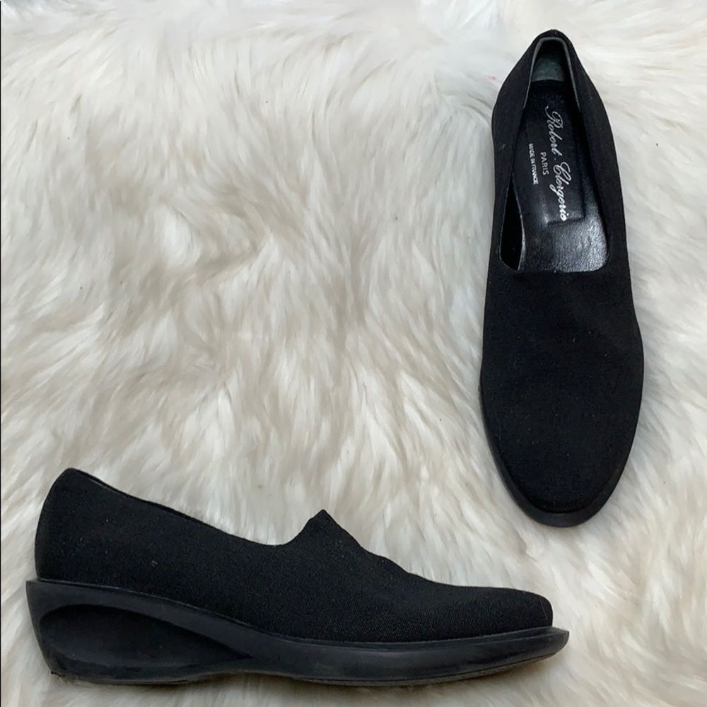 Robert Clegerie Black Fabric Slip‎ On Sz 7
